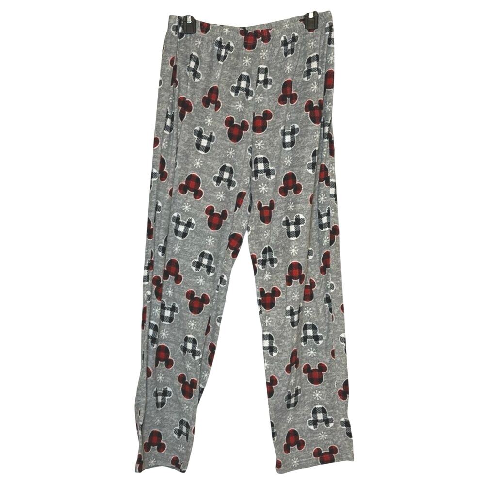 Disney Mickey Mouse Buffalo Plaid Fleece Pajama Lounge Pants Medium
